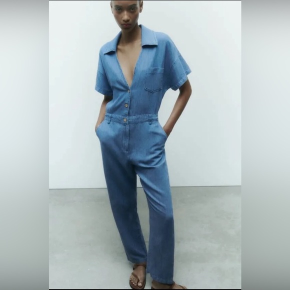 Zara Denim Jumpsuit - Picture 2 of 7